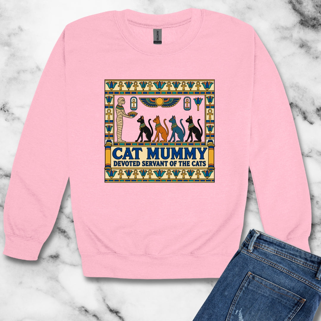Cat Mummy Devoted Servant of the Cats Unisex Heavy Crewneck Sweatshirt