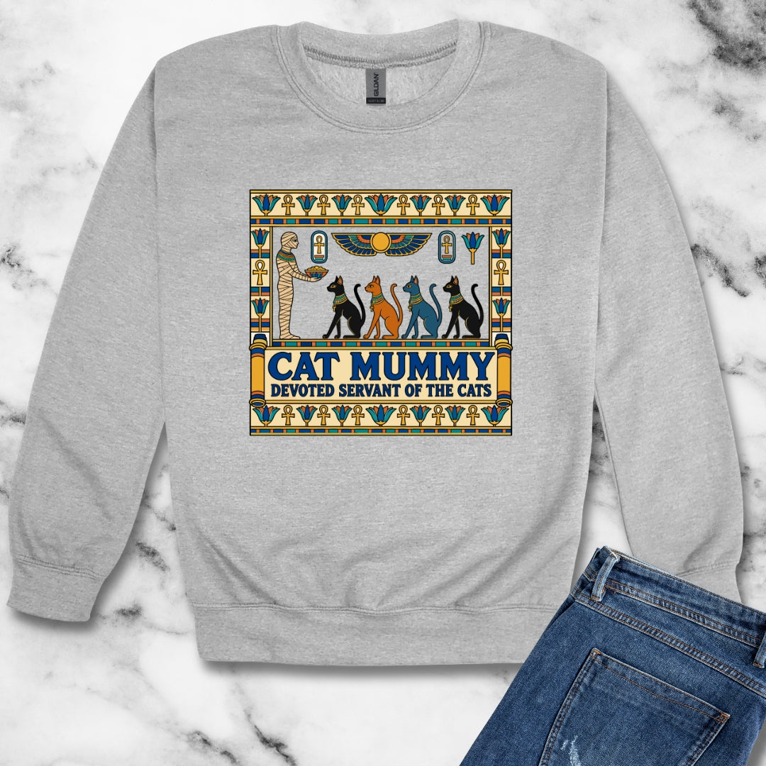 Cat Mummy Devoted Servant of the Cats Unisex Heavy Crewneck Sweatshirt