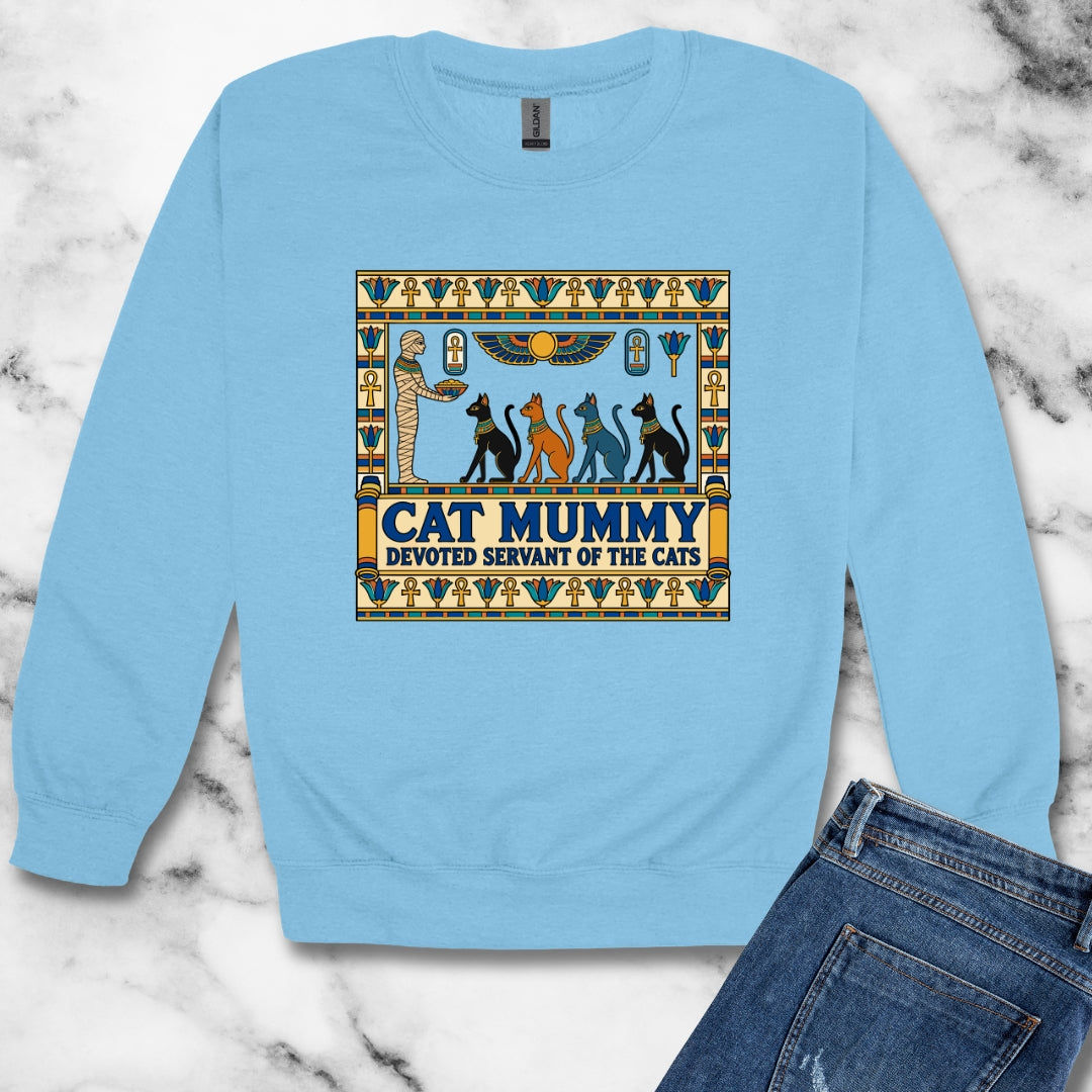 Cat Mummy Devoted Servant of the Cats Unisex Heavy Crewneck Sweatshirt