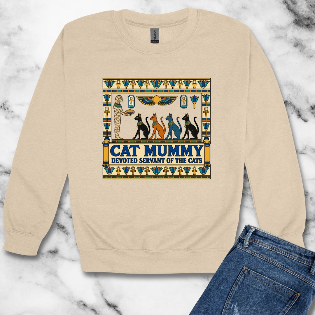 Cat Mummy Devoted Servant of the Cats Unisex Heavy Crewneck Sweatshirt