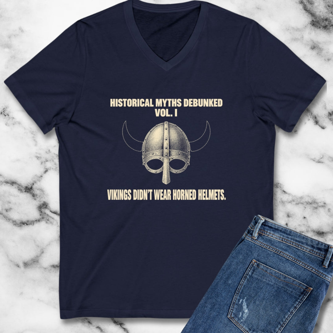 Historical Myths Debunked Vol I Viking Helmets V-Neck
