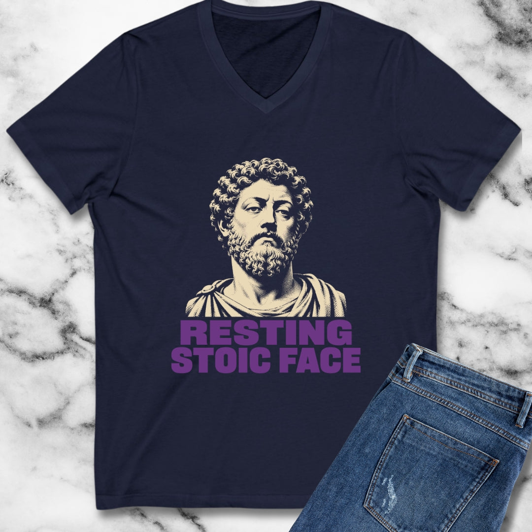 Resting Stoic Face Screen Print V-Neck