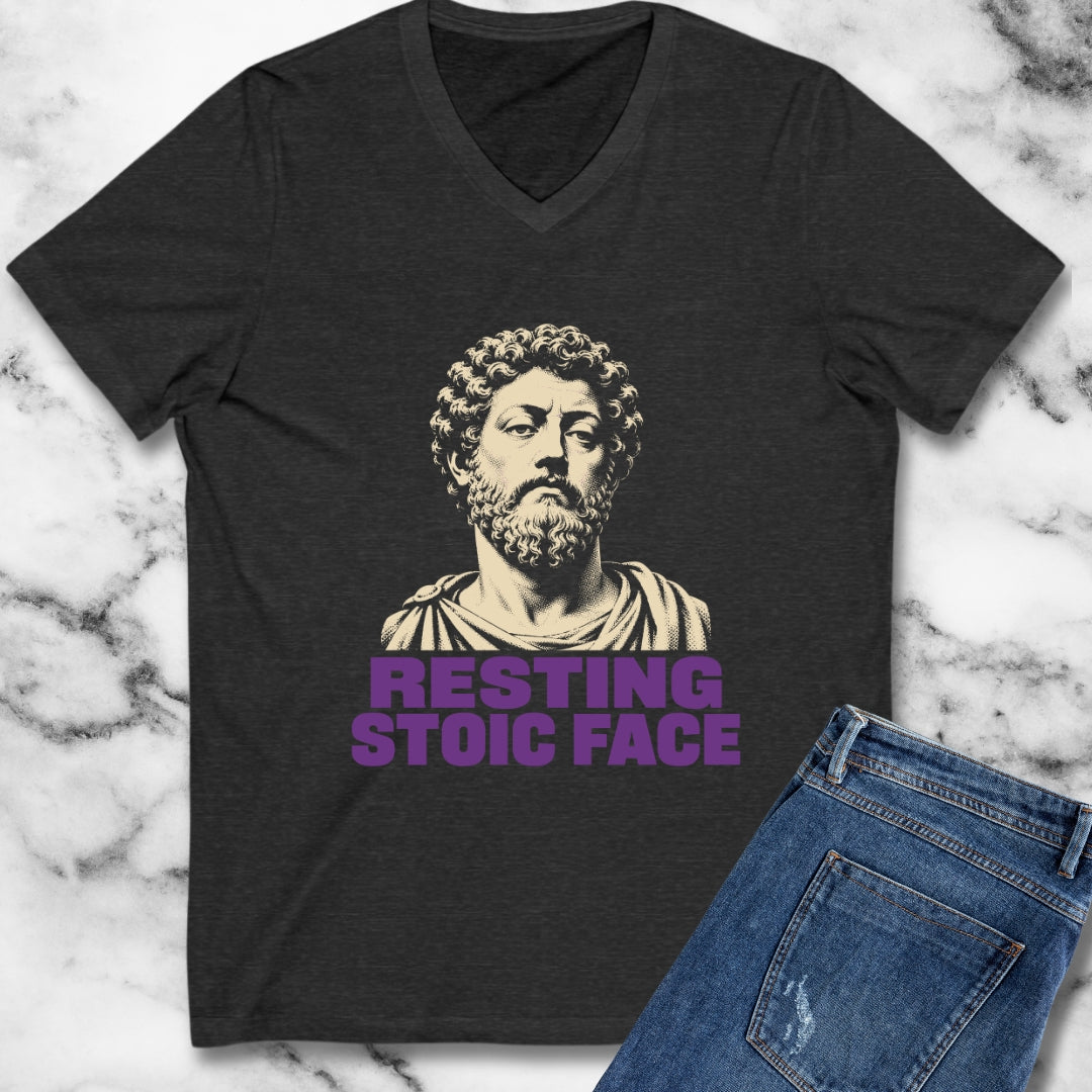 Resting Stoic Face Screen Print V-Neck