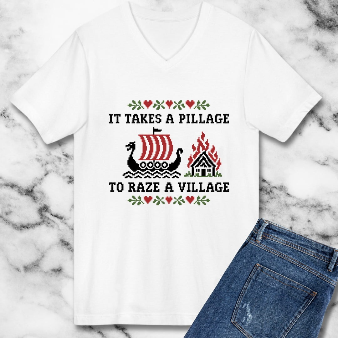 It Takes a Pillage to Raze a Village Cross Stitch V-neck