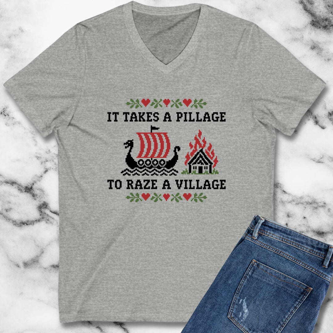 It Takes a Pillage to Raze a Village Cross Stitch V-neck