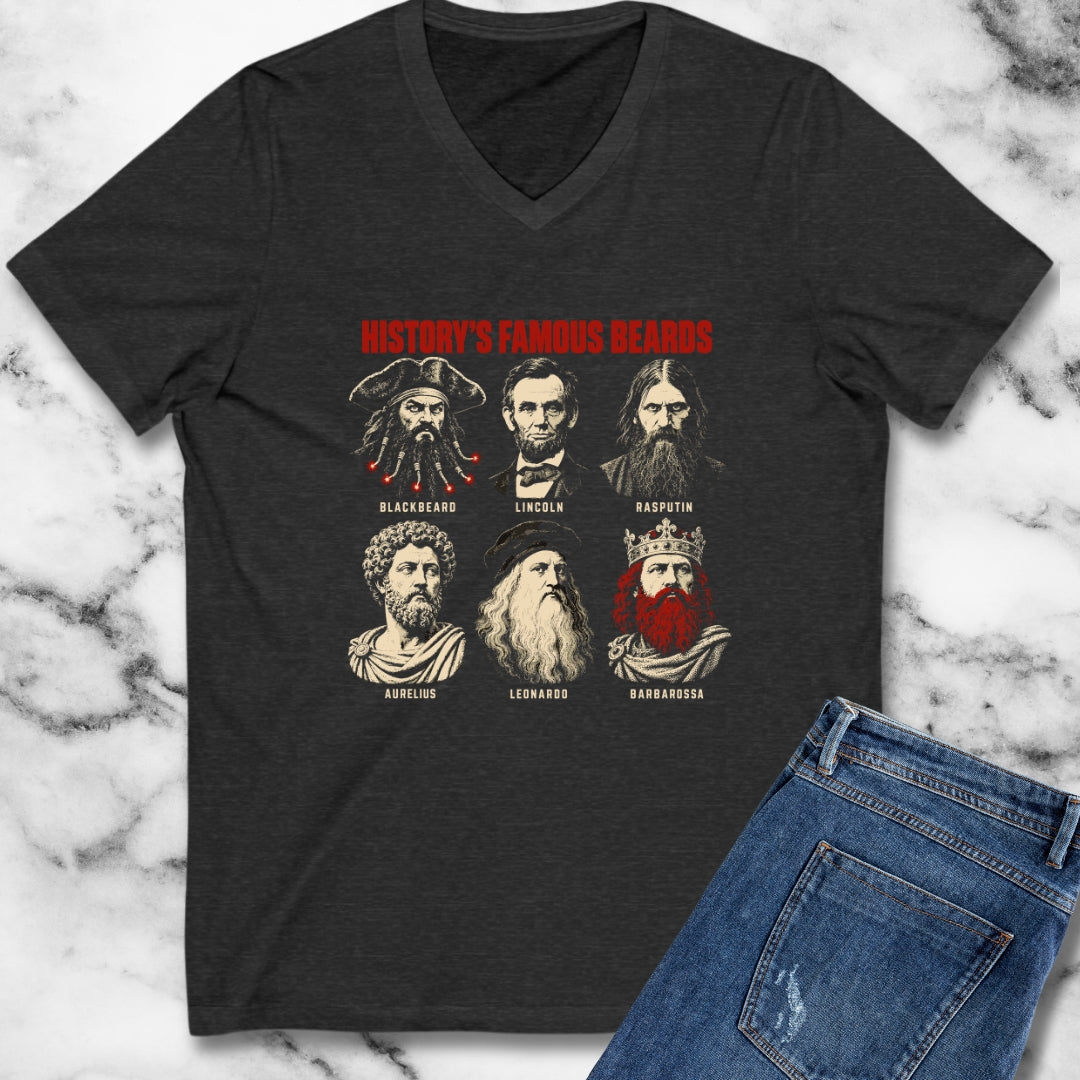 History's Famous Beards Screen Print V-Neck