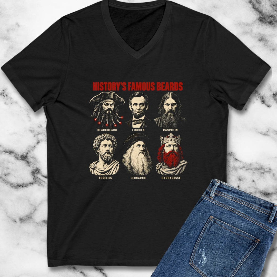 History's Famous Beards Screen Print V-Neck