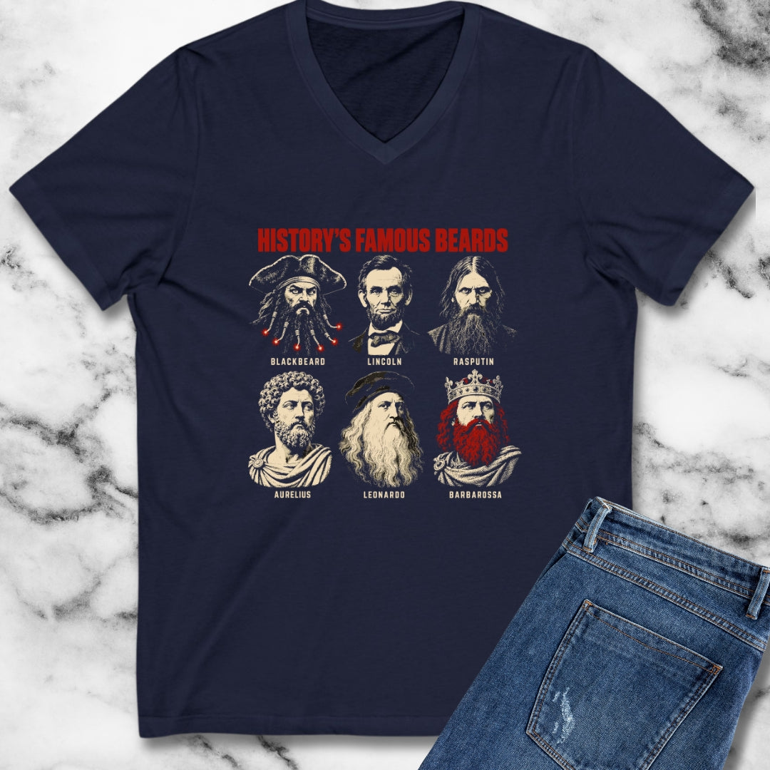 History's Famous Beards Screen Print V-Neck