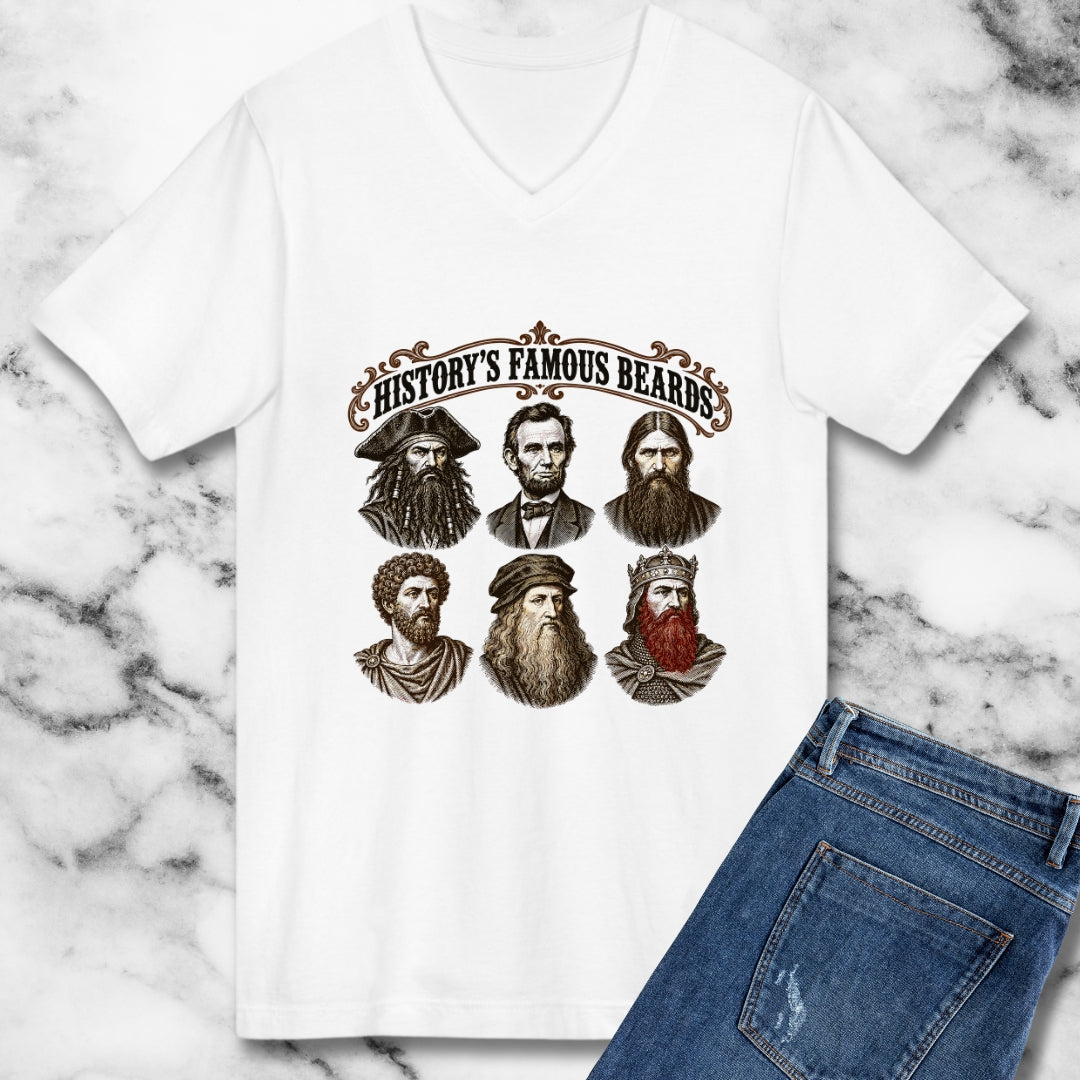 History's Famous Beards Engraving V-neck