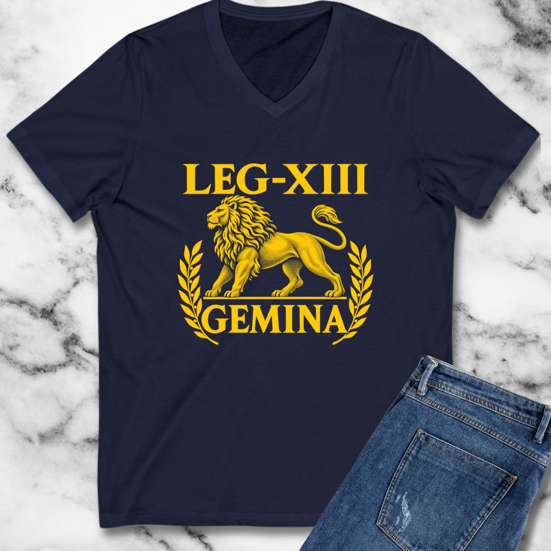 Legio XIII Gemina Lion Inscription V-Neck