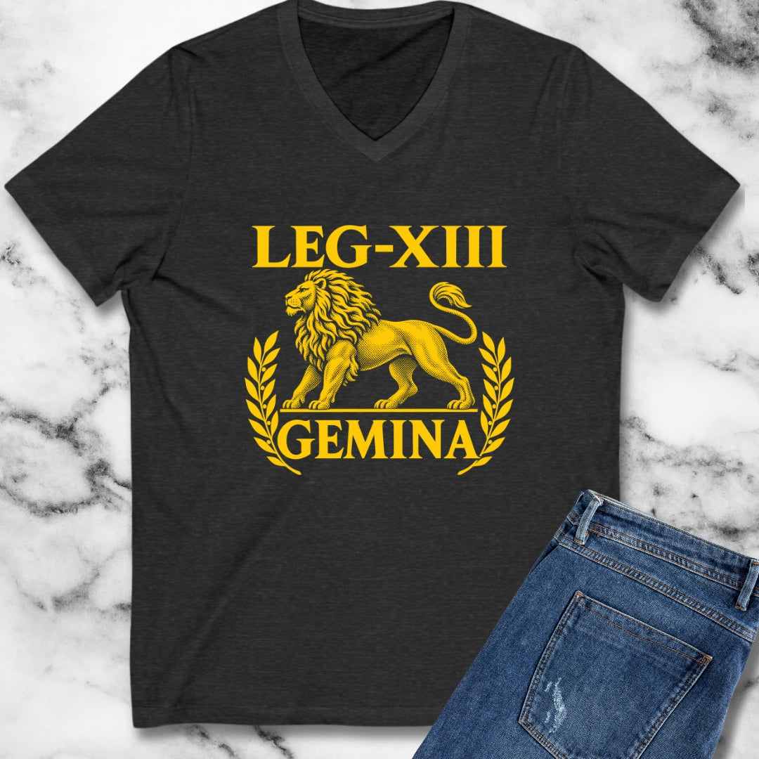 Legio XIII Gemina Lion Inscription V-Neck