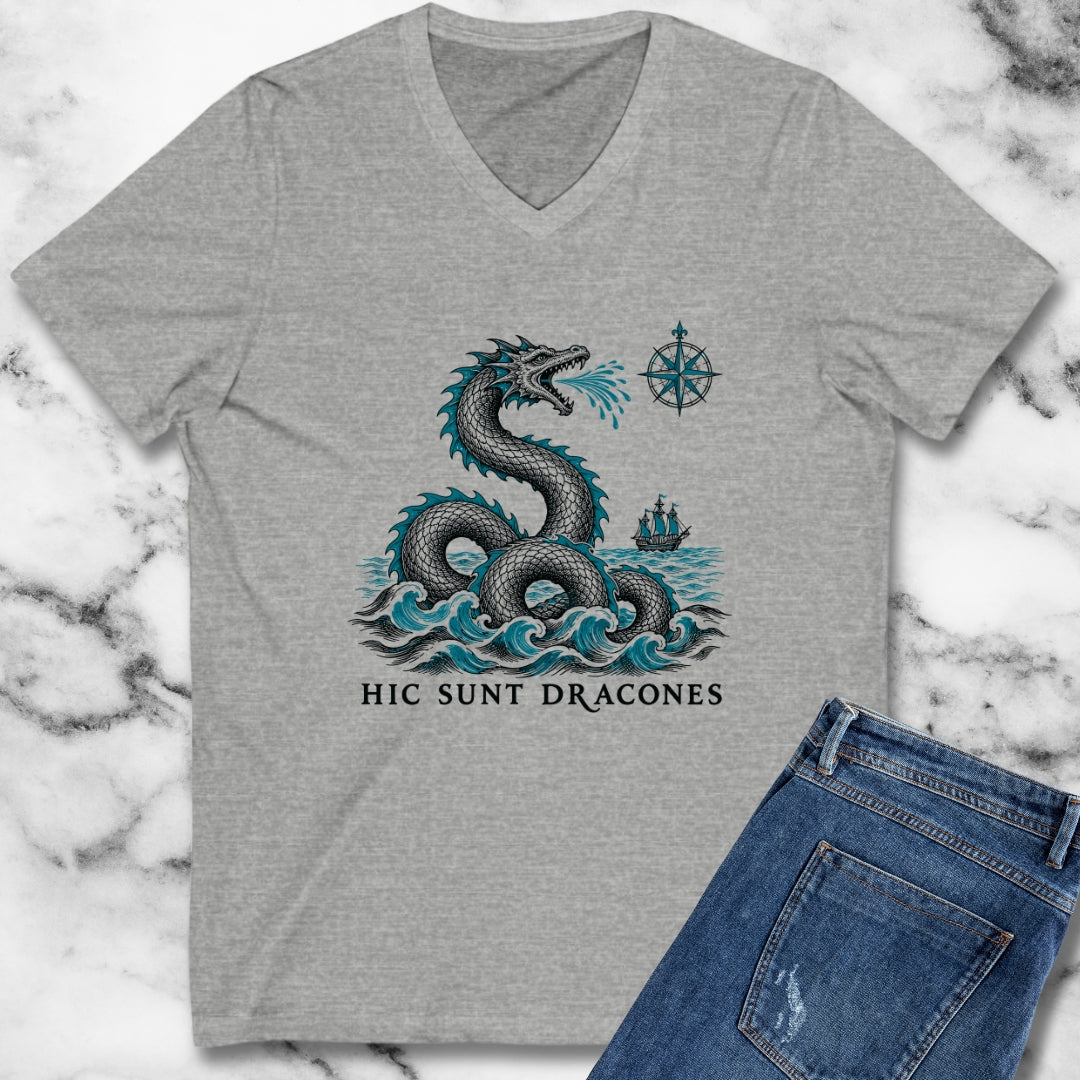 Hic Sunt Dracones Sea Serpent V-neck