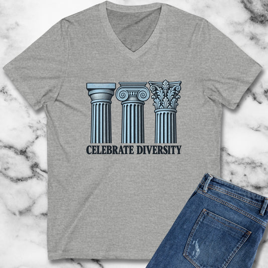 Celebrate Diversity Engraved Columns V-neck