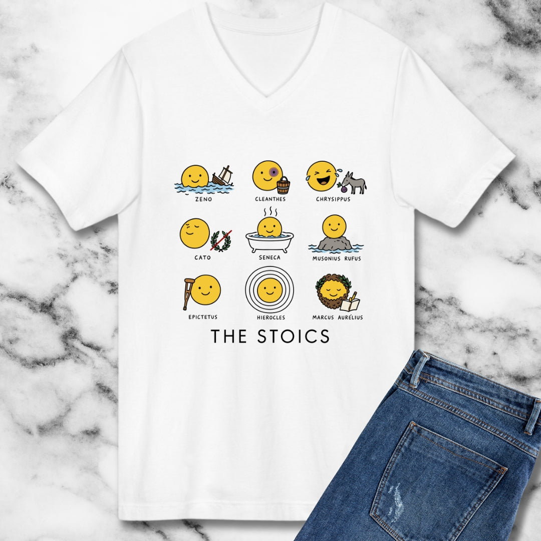 Stoic Smiley Philosophy Grid V-neck