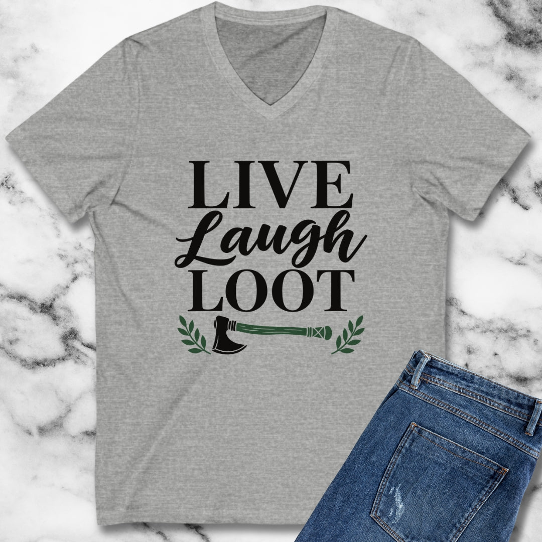 Live Laugh Loot Farmhouse Sign V-neck