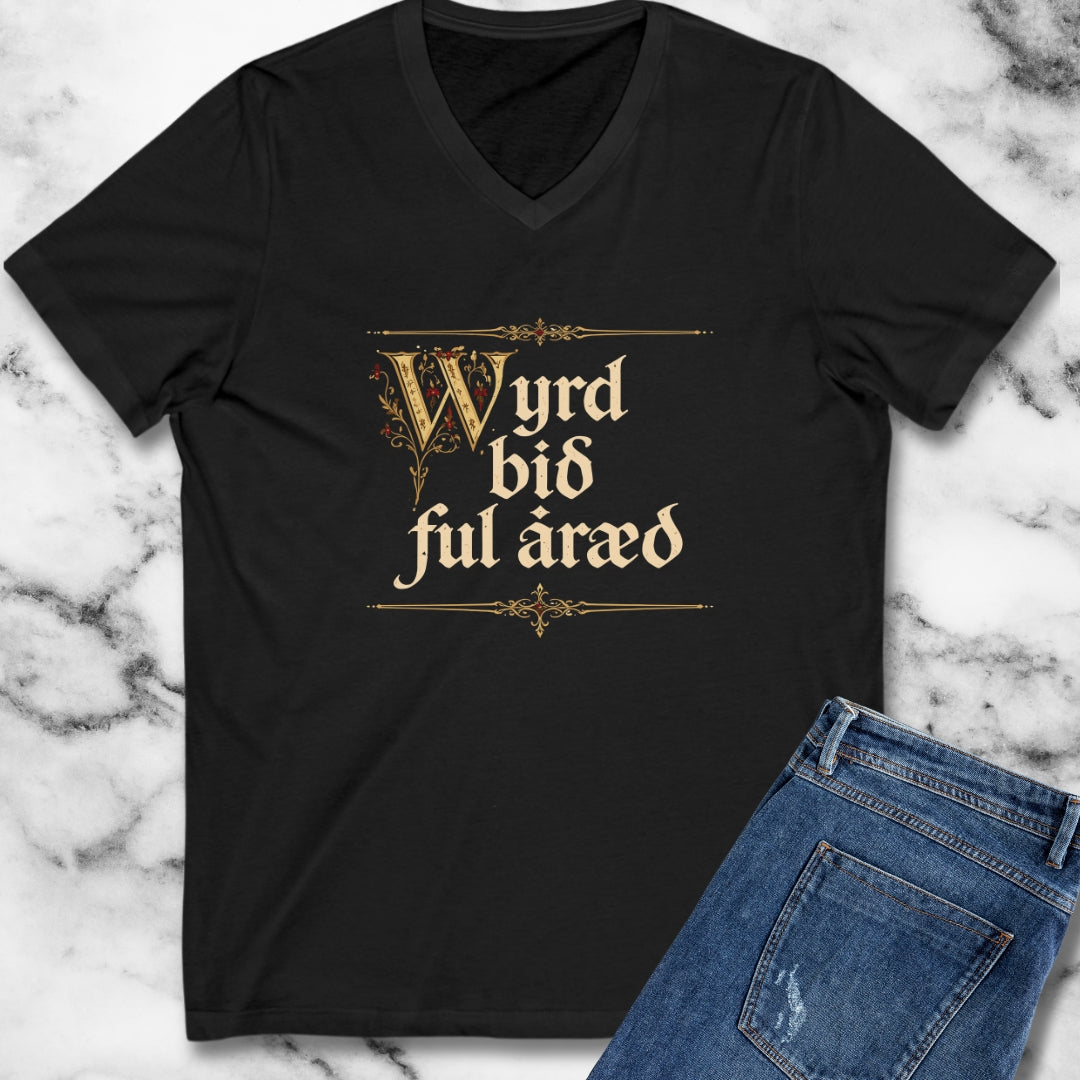 Old English Fate Is Inexorable V-Neck