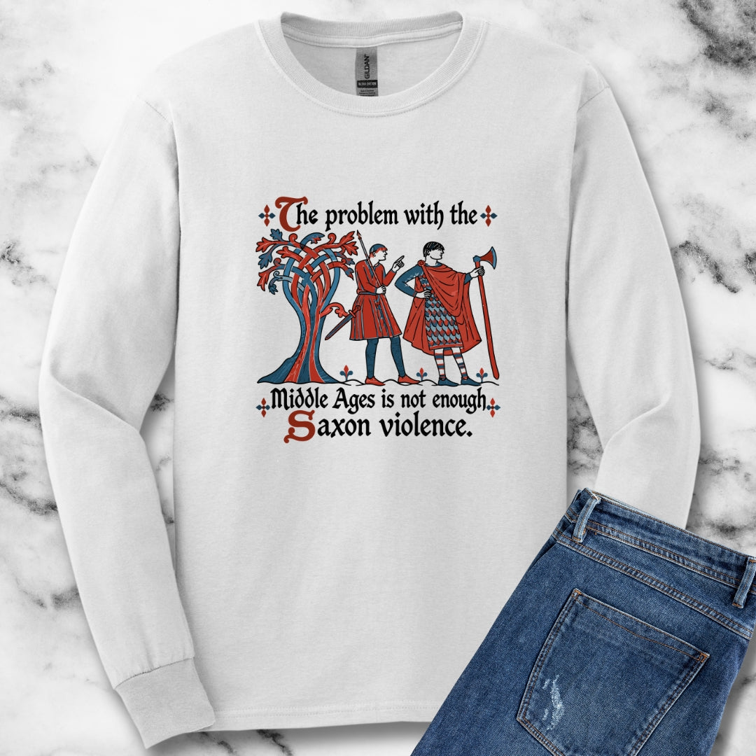 Medieval Manuscript Meme of Saxon Warriors Unisex Long Sleeve Tee