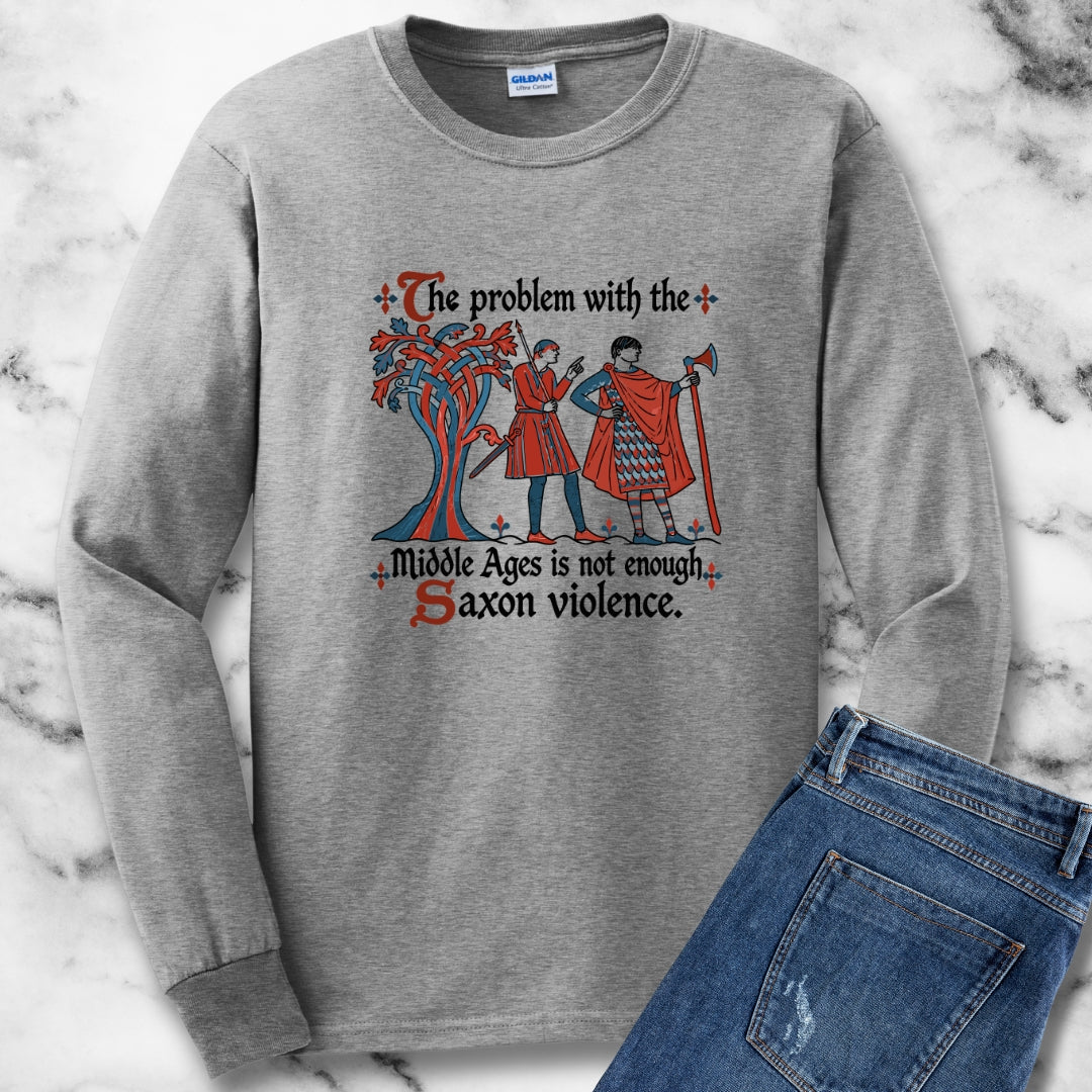 Medieval Manuscript Meme of Saxon Warriors Unisex Long Sleeve Tee