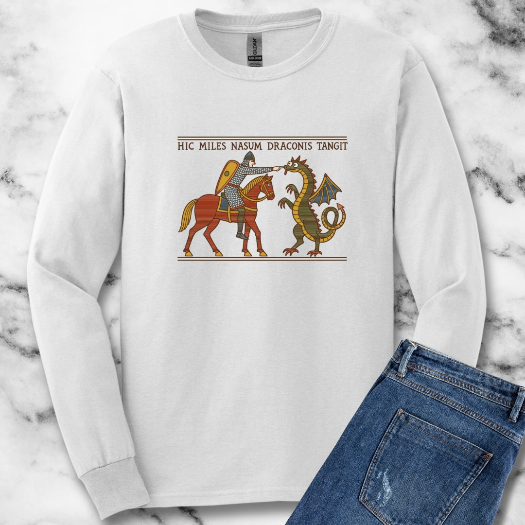 Bayeux Tapestry Knight Boops Dragon Unisex Long Sleeve Tee