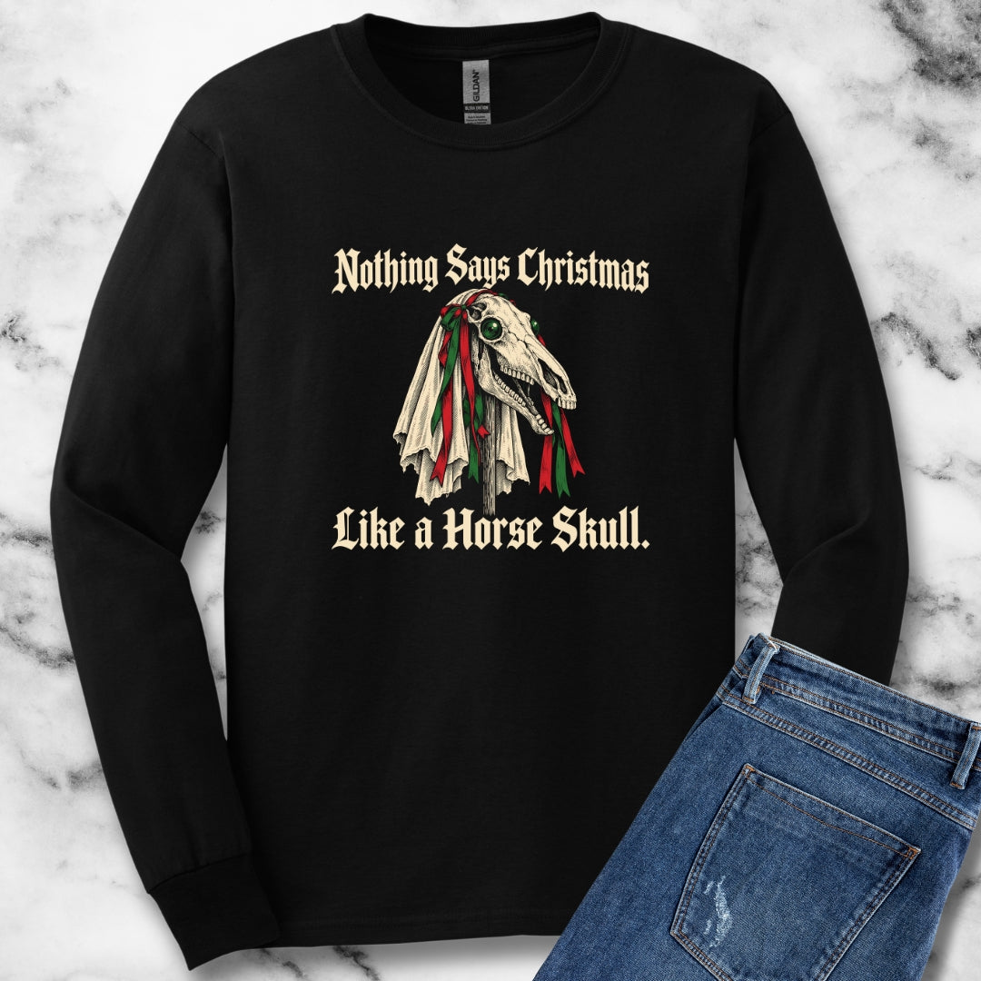 Mari Lwyd Horse Skull Unisex Long Sleeve Tee