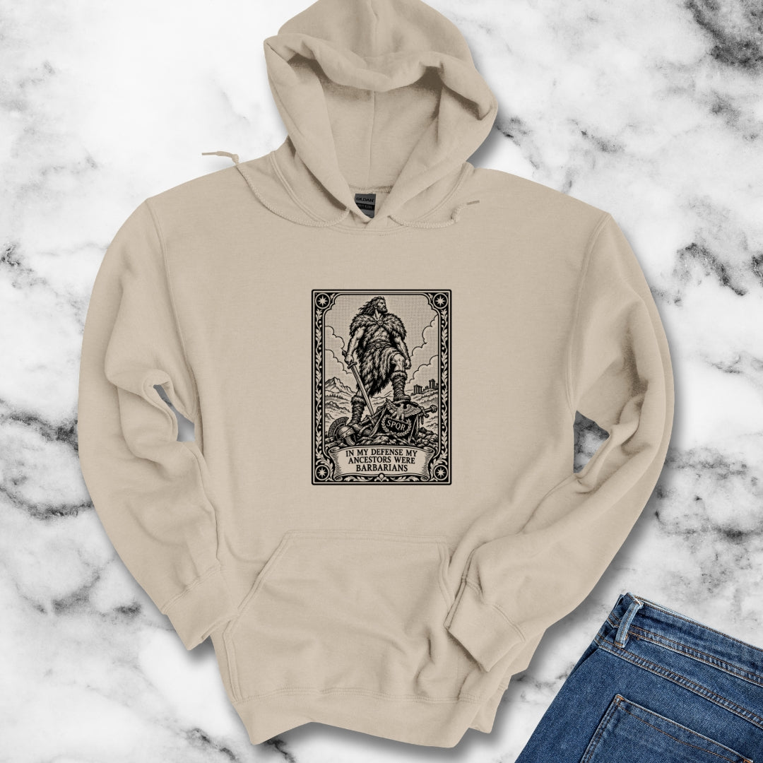 In My Defense My Ancestors Were Barbarians Tarot Hoodie