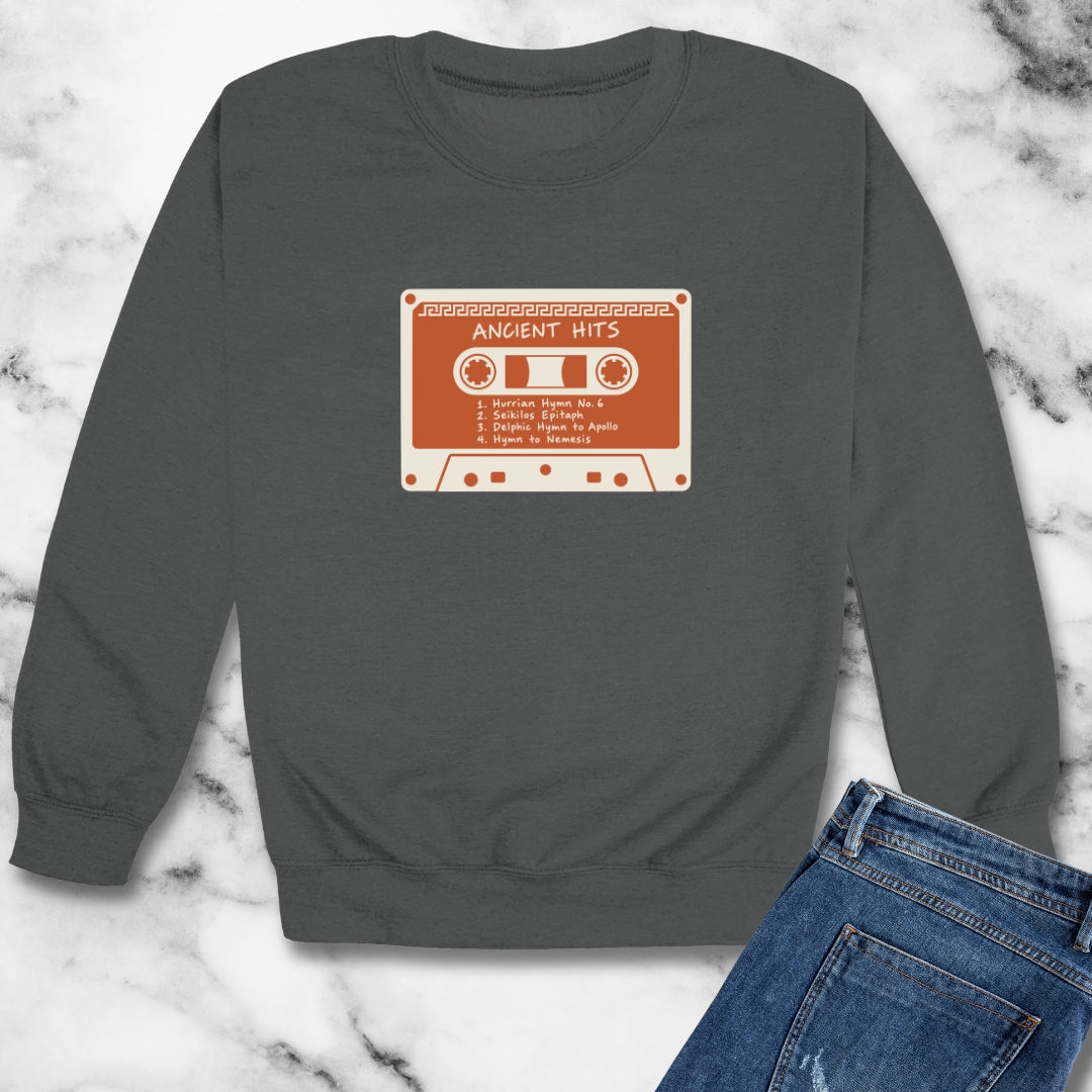 Ancient Hits Cassette Unisex Heavy Crewneck Sweatshirt