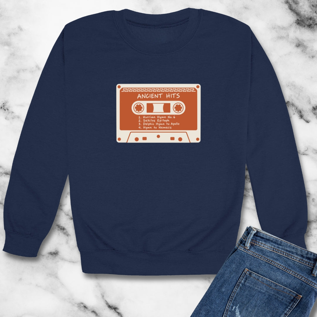 Ancient Hits Cassette Unisex Heavy Crewneck Sweatshirt