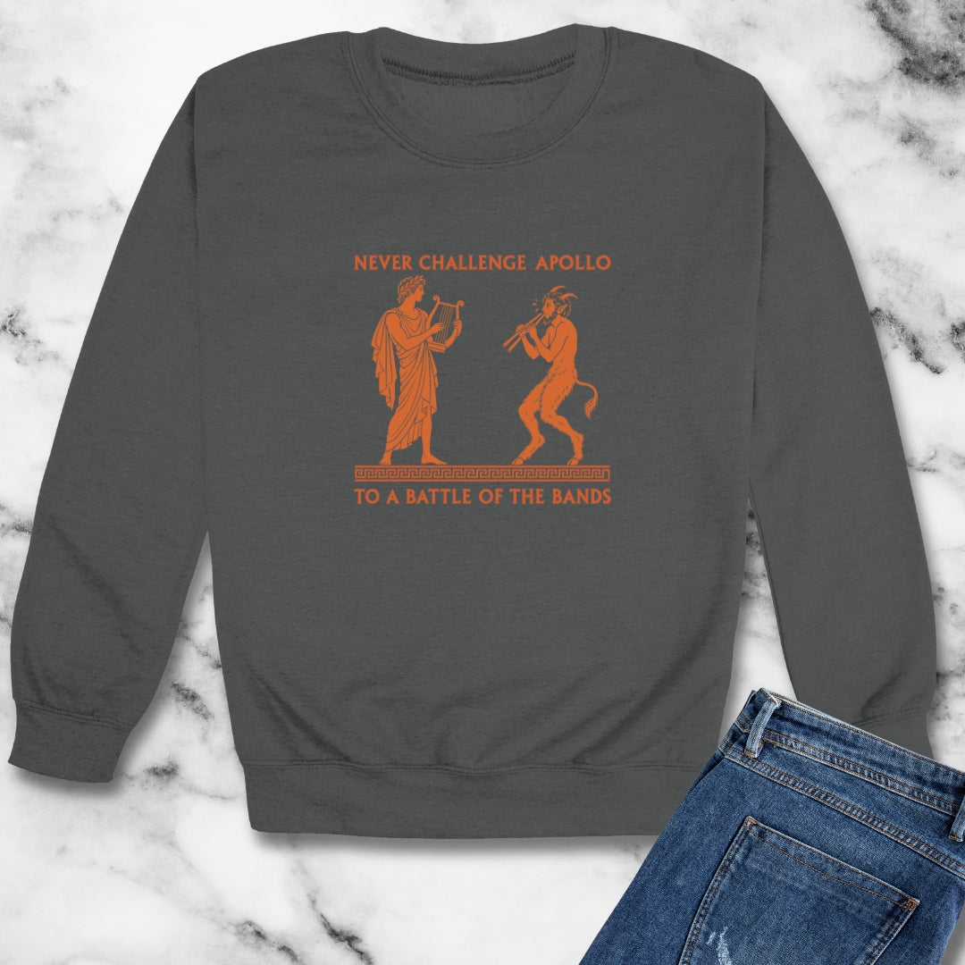 Never Challenge Apollo to a Battle of the Bands Unisex Heavy Crewneck Sweatshirt