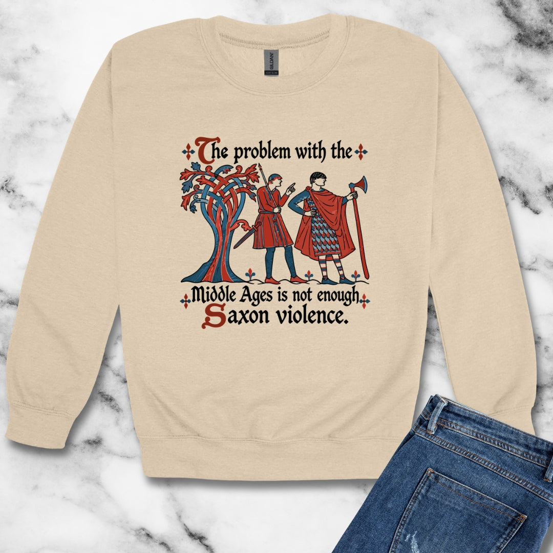 Medieval Manuscript Meme of Saxon Warriors Unisex Heavy Crewneck Sweatshirt