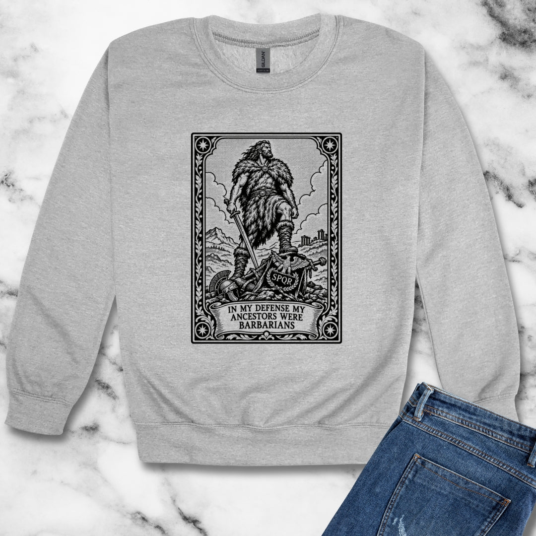 In My Defense My Ancestors Were Barbarians Tarot Unisex Heavy Crewneck Sweatshirt