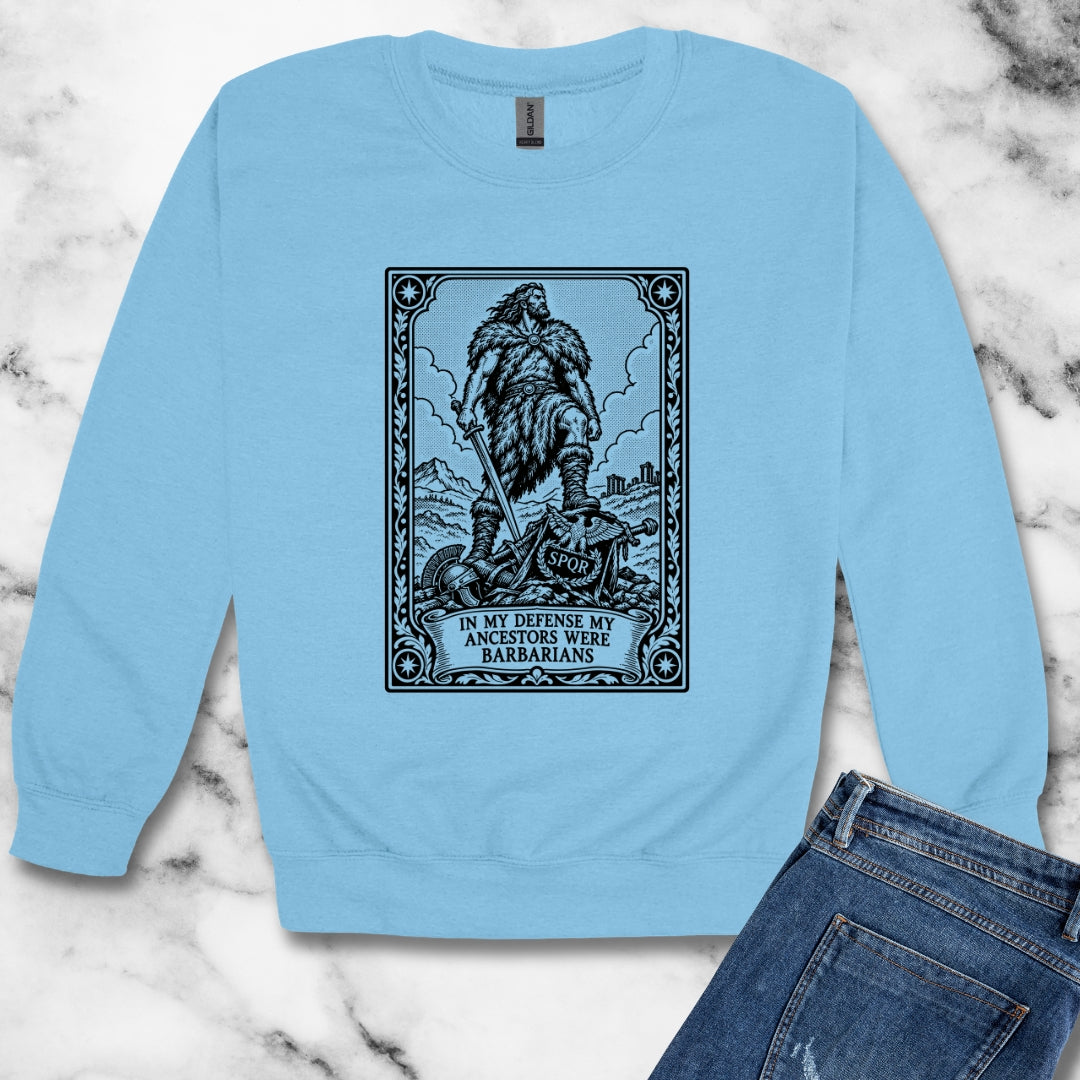 In My Defense My Ancestors Were Barbarians Tarot Unisex Heavy Crewneck Sweatshirt