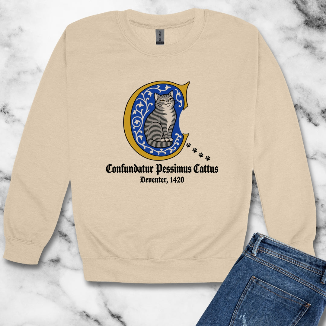 Confundatur Pessimus Cattus Deventer 1420 Unisex Heavy Crewneck Sweatshirt