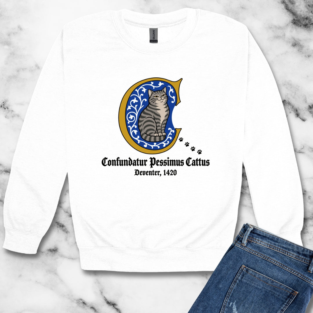 Confundatur Pessimus Cattus Deventer 1420 Unisex Heavy Crewneck Sweatshirt