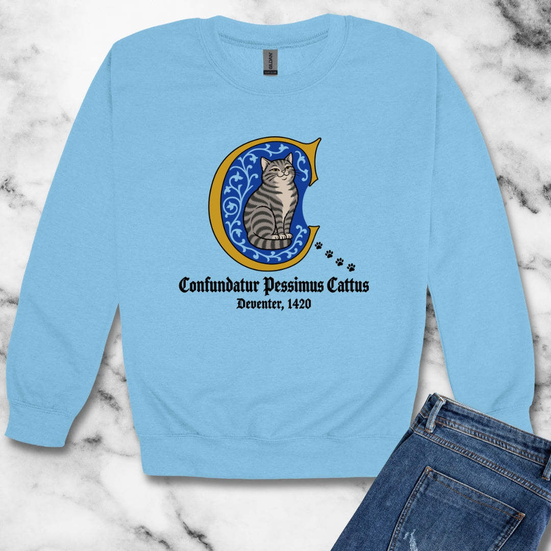 Confundatur Pessimus Cattus Deventer 1420 Unisex Heavy Crewneck Sweatshirt