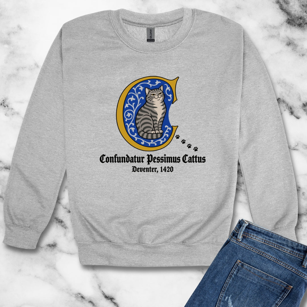 Confundatur Pessimus Cattus Deventer 1420 Unisex Heavy Crewneck Sweatshirt