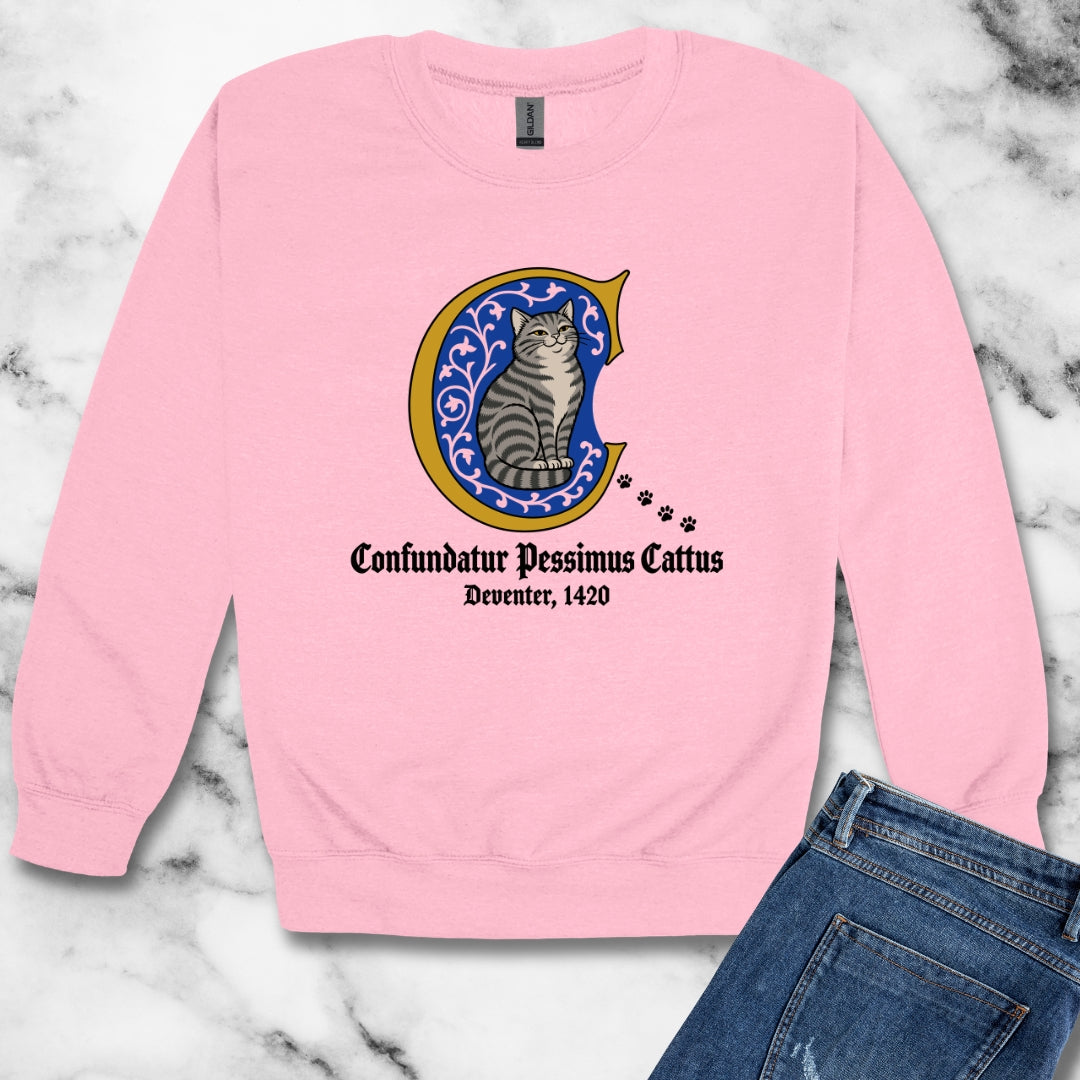 Confundatur Pessimus Cattus Deventer 1420 Unisex Heavy Crewneck Sweatshirt