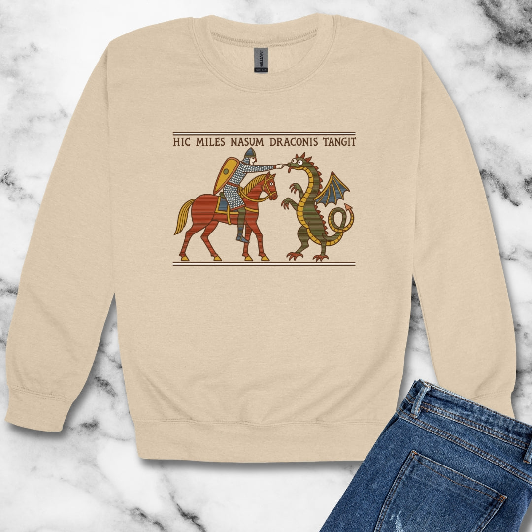 Bayeux Tapestry Knight Boops Dragon Unisex Heavy Crewneck Sweatshirt