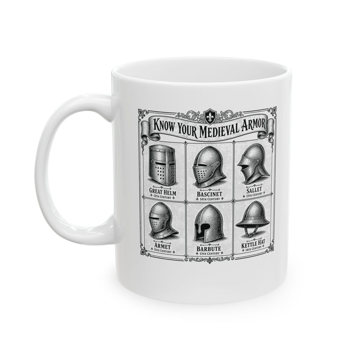 Medieval Armor Helmets Ceramic Mug, (11oz, 15oz)