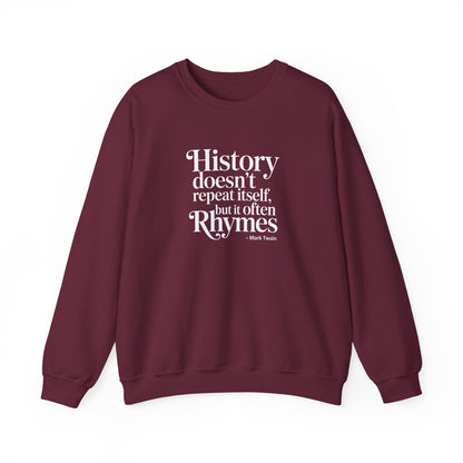 Mark Twain History Doesn't Repeat Quote Unisex Heavy Crewneck Sweatshirt