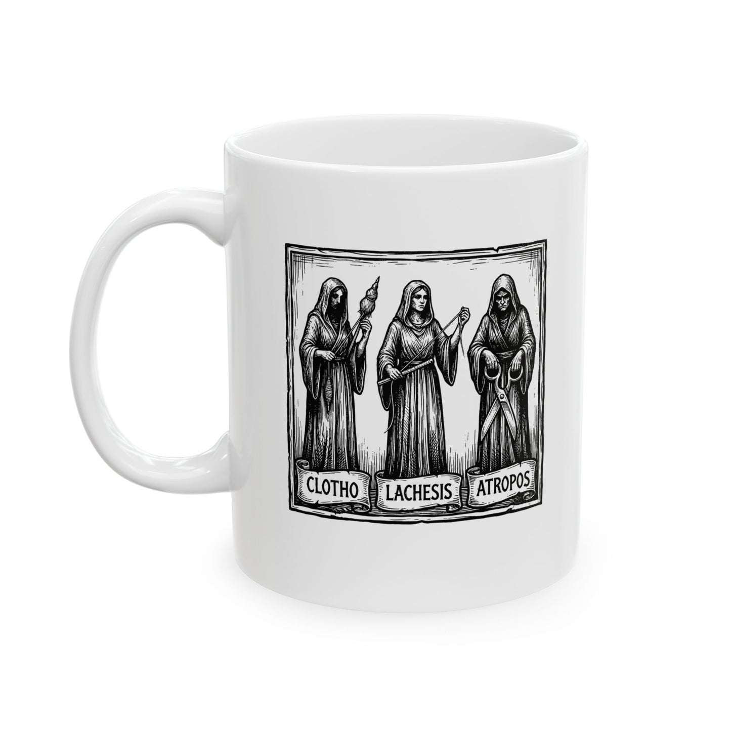 The 3 Fates Clotho Lachesis Atropos Ceramic Mug, (11oz, 15oz)