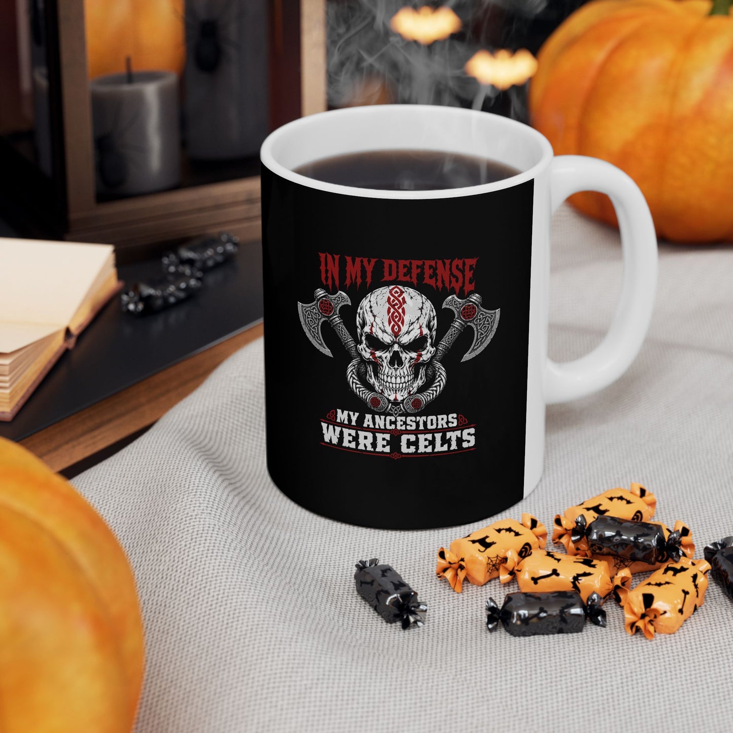 In My Defense My Ancestors Were Celts Skull Ceramic Mug, (11oz, 15oz)