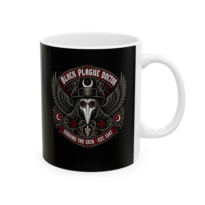 Black Plague Doctor Serving the Sick Ceramic Mug, (11oz, 15oz)