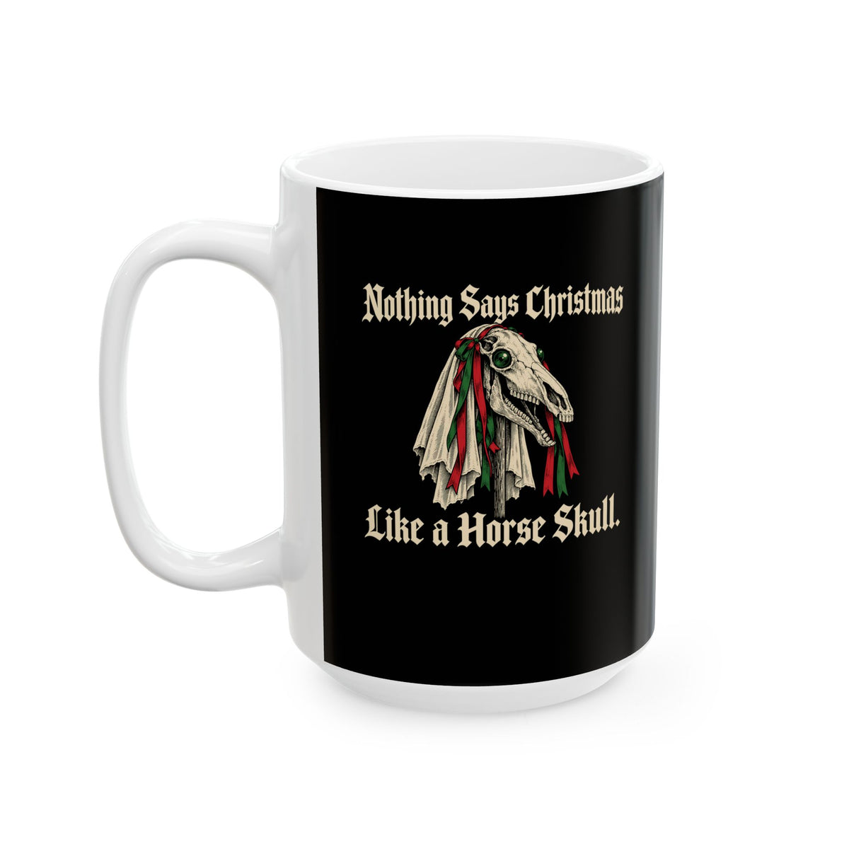 Mari Lwyd Horse Skull Ceramic Mug, (11oz, 15oz)