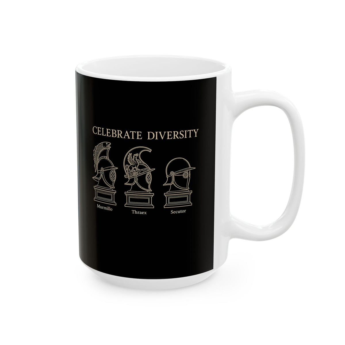 Celebrate Diversity Gladiator Helmets Ceramic Mug, (11oz, 15oz)