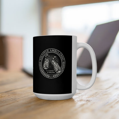 Solvitur Ambulando Saint Augustine Quote Solved by Walking Ceramic Mug, (11oz, 15oz)