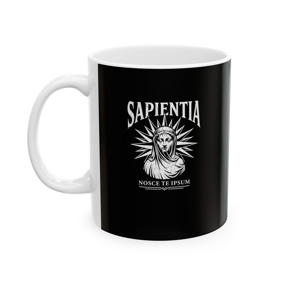 Wisdom Know Thyself Latin Ceramic Mug, (11oz, 15oz)