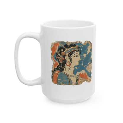 Knossos Minoan Blue Lady Fresco Ceramic Mug, (11oz, 15oz)
