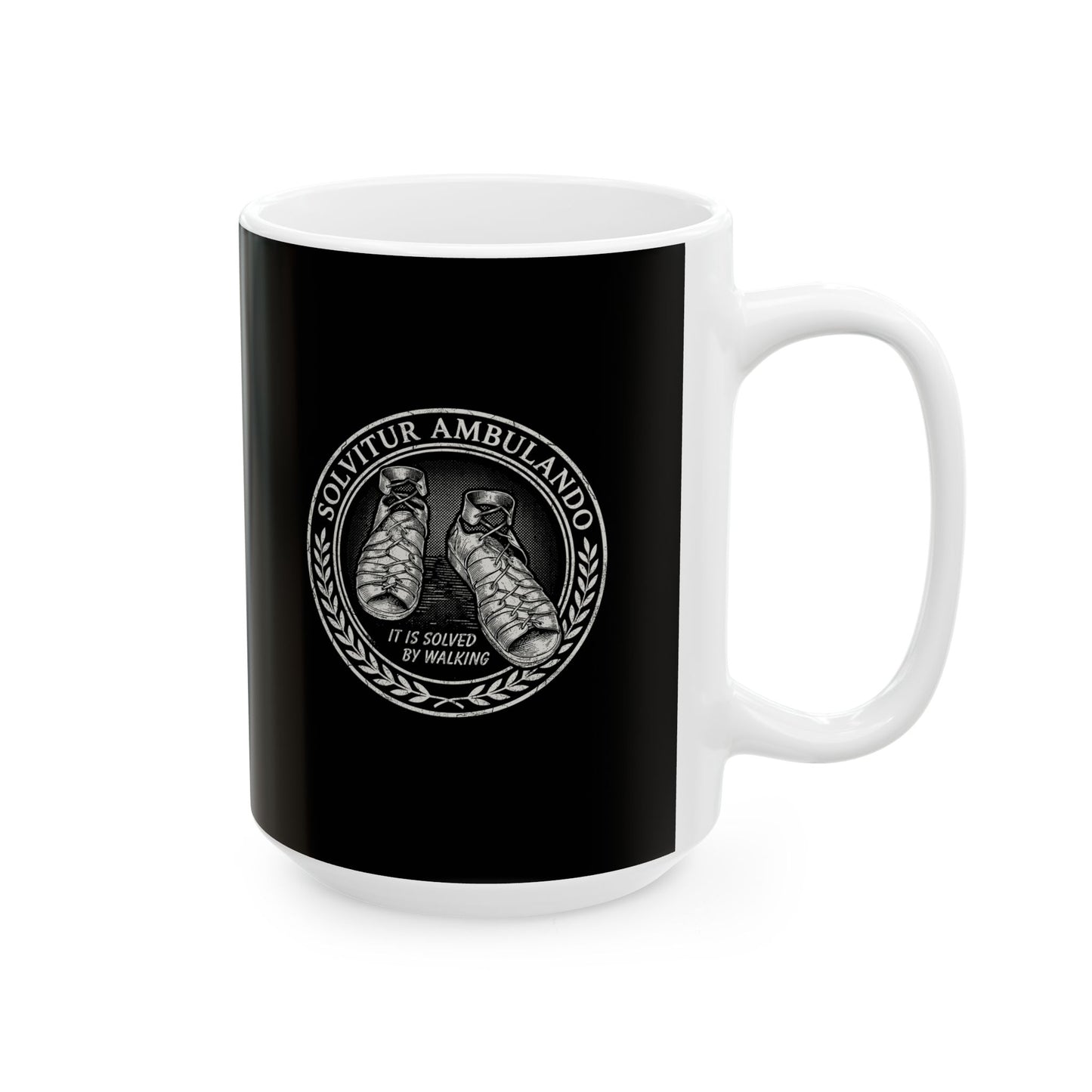 Solvitur Ambulando Saint Augustine Quote Solved by Walking Ceramic Mug, (11oz, 15oz)