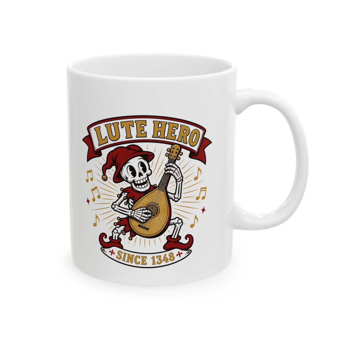 Medieval Bard Lute Hero Ceramic Mug, (11oz, 15oz)