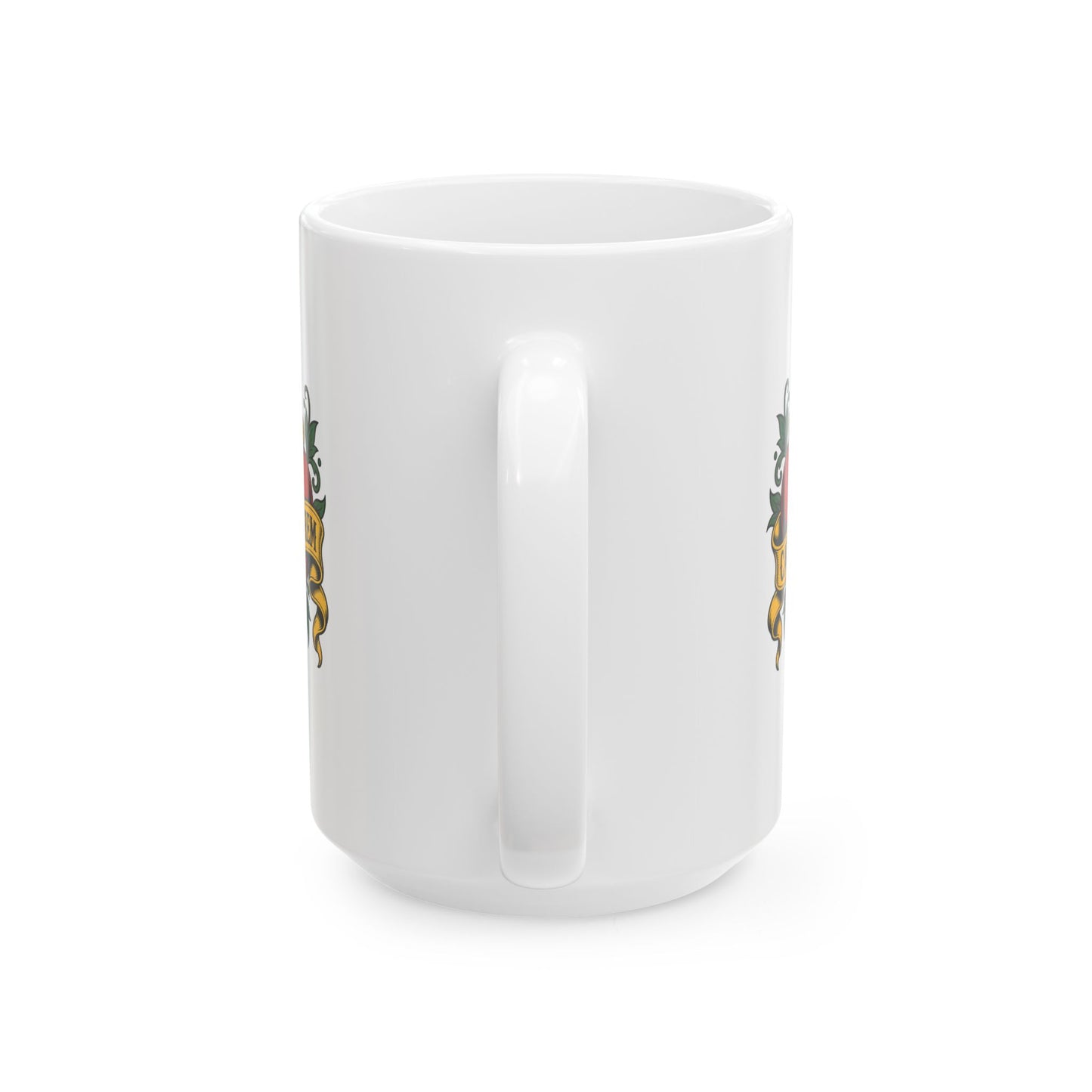 Cave Matrem Beware Mother Tattoo Style Ceramic Mug, (11oz, 15oz)